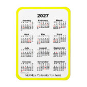 2027 Yellow Holiday Calendar door Janz Magnet Magneet (Verticaal)