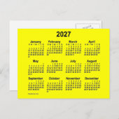 2027 Yellow Mini Calendar van Janz Briefkaart (Voorkant / Achterkant)