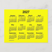 2027 Yellow Mini Calendar van Janz Briefkaart (Voorkant)