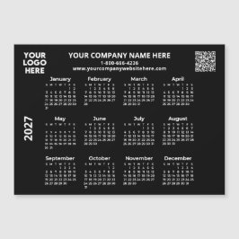 2027 Zakelijk Logo QR Zwart Agenda Magneet