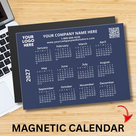 2027 Zakelijk Uw Logo QR Code Agenda Magneet
