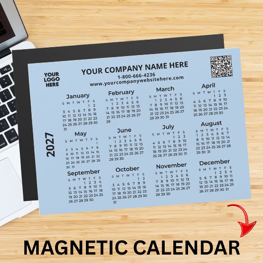 2027 Zakelijk Uw Logo QR Code Agenda Magneet