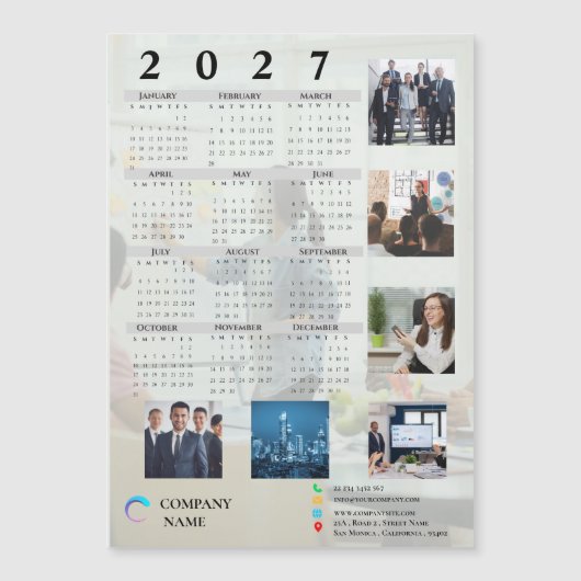 2027 Zakelijke Fotokalender Magneet Bedrijf (Voorkant)