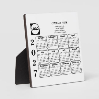 2027 Zakelijke kalender Aangepaste logo bedrijfsin Fotoplaat