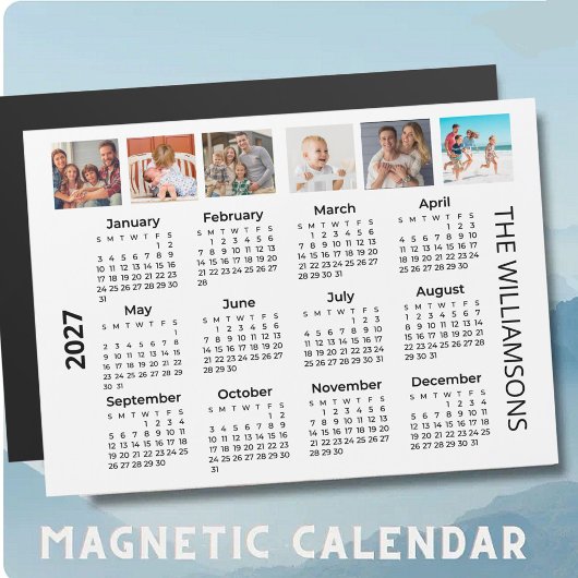 2027 Zes Foto's Kalender Magneet