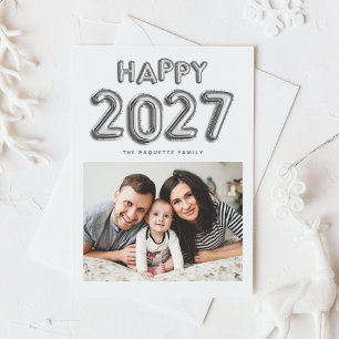2027 Zilverfolie Mylar Ballonnen Foto Nieuwjaar Feestdagenkaart