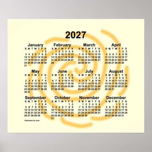 2027 Zonnige Dagen Kalender van Janz Poster (Voorkant)