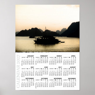 2027 Zonsondergang Kalender, Halong Bay, Vietnam Poster
