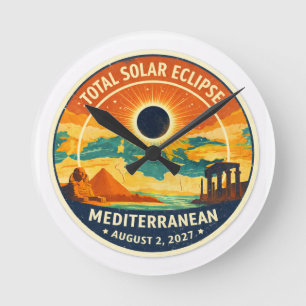 2027 zonsverduistering in de Middellandse Zee Ronde Klok