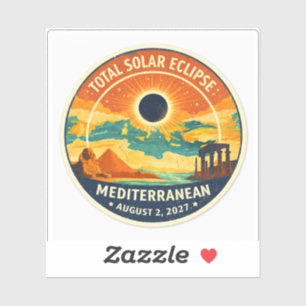 2027 zonsverduistering in de Middellandse Zee Sticker