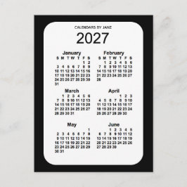 2027 Zwarte 6-maandenkalender van Janz Briefkaart