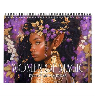 2027 Zwarte Fantasy Kunst Vrouwen Van Magie Kalend Kalender