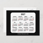 2027 Zwarte Vakantie Mini Kalender door Janz Feestdagenkaart (Voorkant / Achterkant)