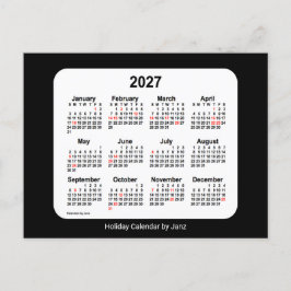 2027 Zwarte Vakantie Mini Kalender van Janz Feestdagenkaart