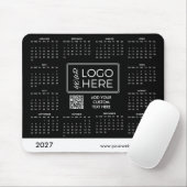 2027 Zwarte Zakelijk Logo Kalender Muismat (Met muis)