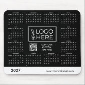2027 Zwarte Zakelijk Logo Kalender Muismat (Voorkant)
