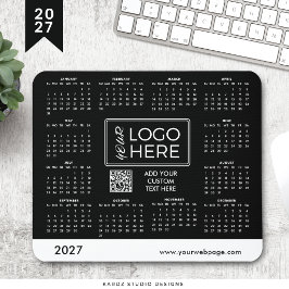 2027 Zwarte Zakelijk Logo Kalender Muismat