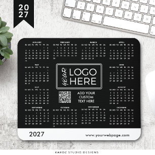 2027 Zwarte Zakelijk Logo Kalender Muismat