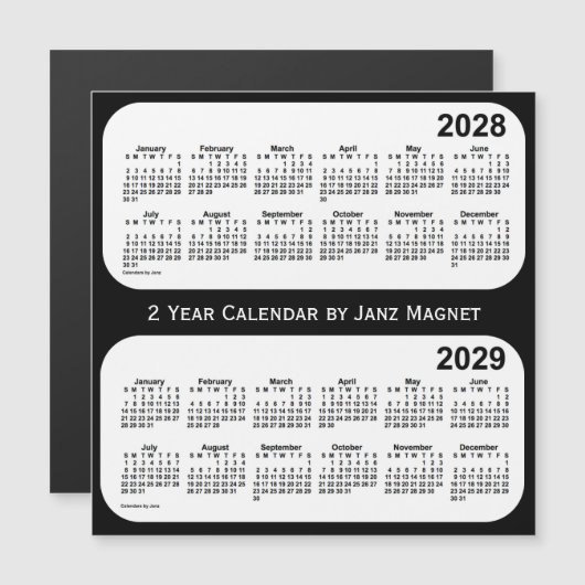 2028-2029 2 jaar zwart-wit agenda van Janz (Voorkant / Achterkant)