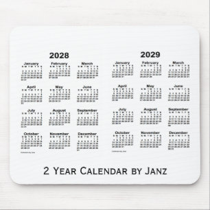 2028-2029 de Witte Kalender van 2 Jaar door Janz Muismat