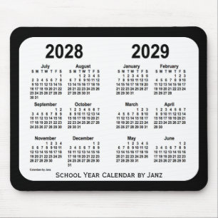 2028-2029 de Zwart-witte Kalender van de School Muismat
