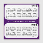 2028-2029 Paarse 2-jaarkalender van Janz Magnet (Voorkant)