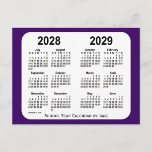2028-2029 Paarse schoolagenda van Janz Briefkaart