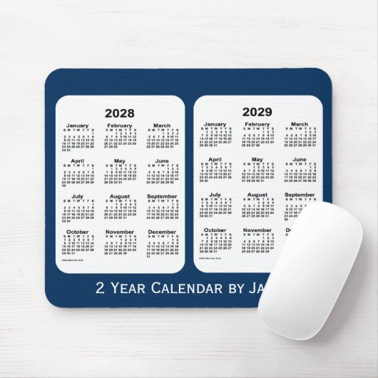 2028-2029 Politiedoos Blauw 2 jaar Agenda van Janz Muismat (Met muis)