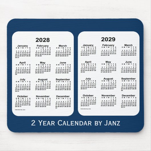 2028-2029 Politiedoos Blauw 2 jaar Agenda van Janz Muismat (Voorkant)