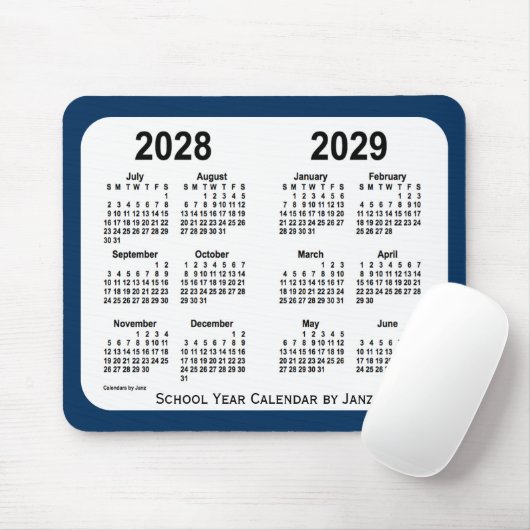2028-2029 Politiedoos Blauwe Schoolagenda van Janz Muismat (Met muis)