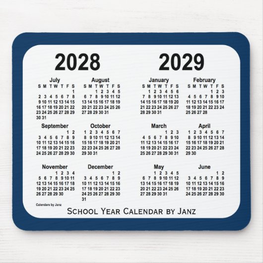 2028-2029 Politiedoos Blauwe Schoolagenda van Janz Muismat (Voorkant)
