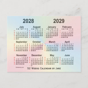 2028-2029 Rainbow 52 Weeks agenda van Janz Briefkaart
