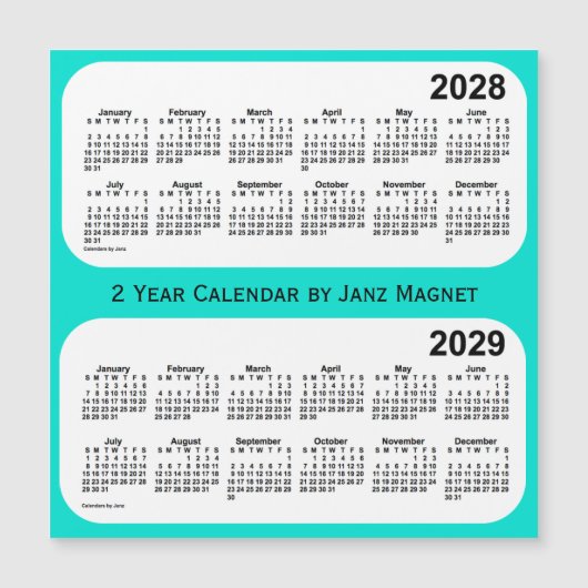 2028-2029 Turquoise 2 jaar Kalender door Janz (Voorkant)
