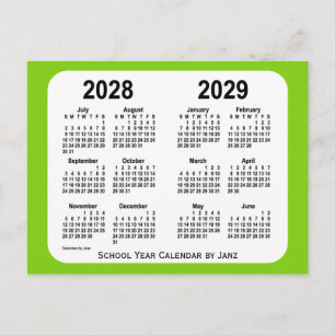 2028-2029 Yellow Green School Calendar van Janz Briefkaart