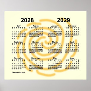 2028-2029 Zonnige Dagen Schooljaar Kalender van Ja Poster
