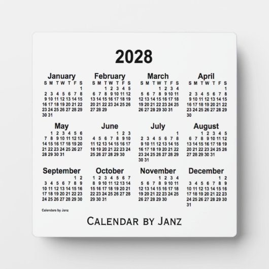 2028 Agenda van de witte schijf van Janz Fotoplaat (Voorkant)