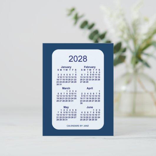 2028 Alice Blue 6 Month Mini Calendar van Janz Briefkaart (Staand voorkant)