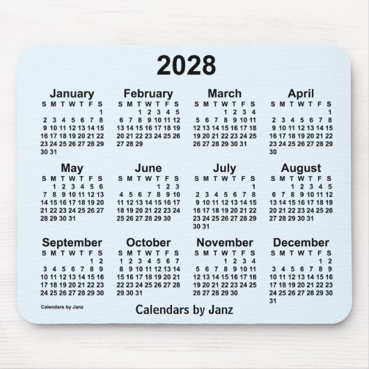 2028 Alice Blue Calendar van Janz Muismat (Voorkant)