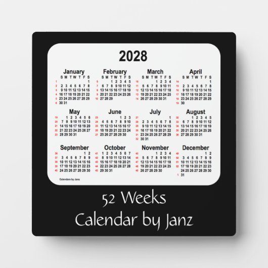 2028 Black 52 Weeks agenda van Janz Fotoplaat (Voorkant)