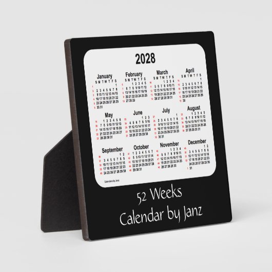 2028 Black 52 Weeks agenda van Janz Fotoplaat (Voorkant)