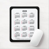 2028 Black 52 weken ISO-kalender van Janz Two Tone Muismat (Met muis)