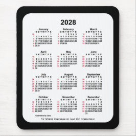 2028 Black 52 weken ISO-kalender van Janz Two Tone Muismat