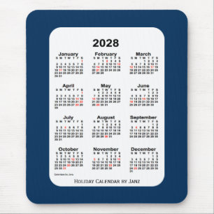 2028 Blauwe agenda van de vakantiegolf van de vaka Muismat