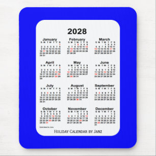 2028 Blue Two Tone Holiday Calendar van Janz Muismat