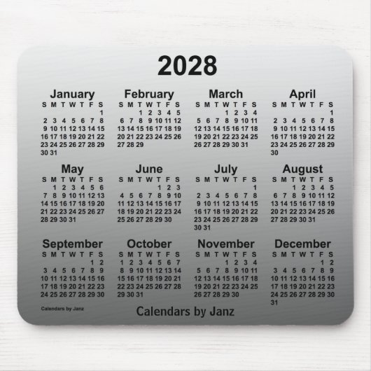 2028 Faded witte kalender door Janz-Muismat Muismat (Voorkant)