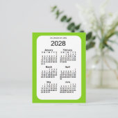 2028 Geel Groen 6-maandelijkse Mini Agenda van Jan Briefkaart (Staand voorkant)