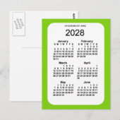 2028 Geel Groen 6-maandelijkse Mini Agenda van Jan Briefkaart (Voorkant / Achterkant)