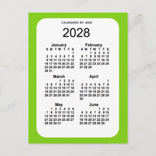 2028 Geel Groen 6-maandelijkse Mini Agenda van Jan Briefkaart
