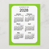 2028 Geel Groen 6-maandelijkse Mini Agenda van Jan Briefkaart (Voorkant)