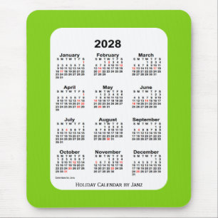 2028 Gele groene agenda voor feestdagen van Janz Muismat